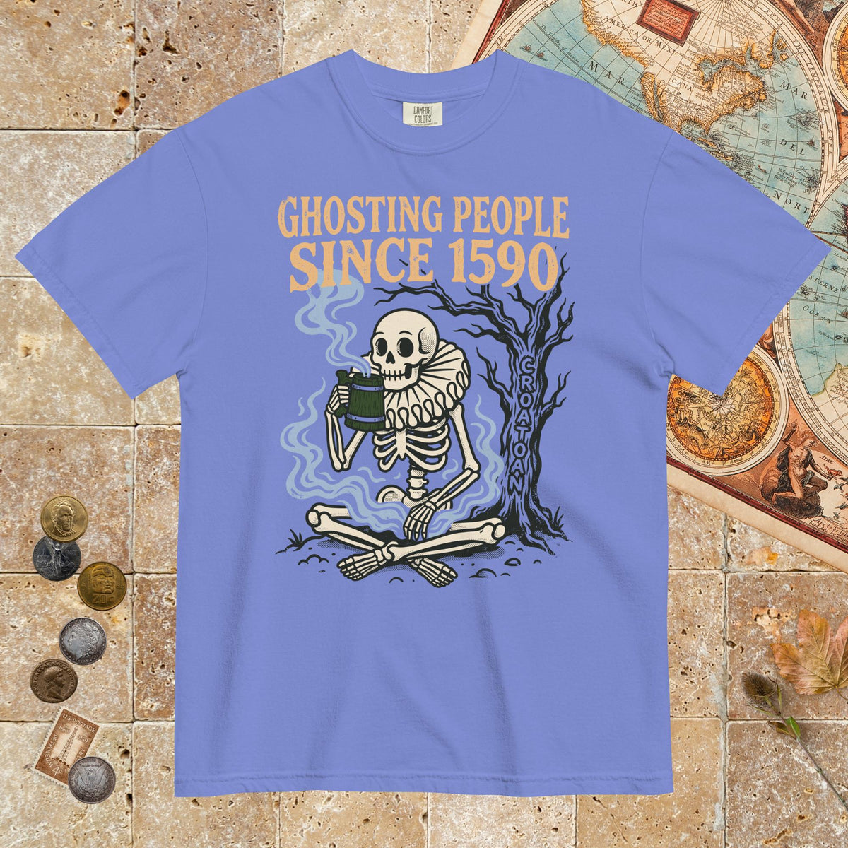 Flo Blue Roanoke Colony Ghosting Since 1590 - Premium Tee - history buff gift by HistoHead