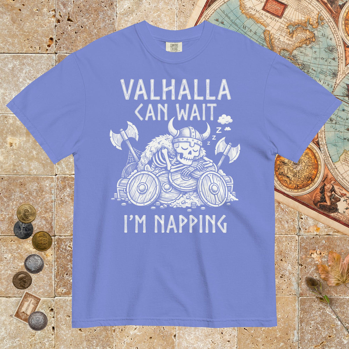 Flo Blue Valhalla Can Wait - Premium Tee - history buff gift by HistoHead