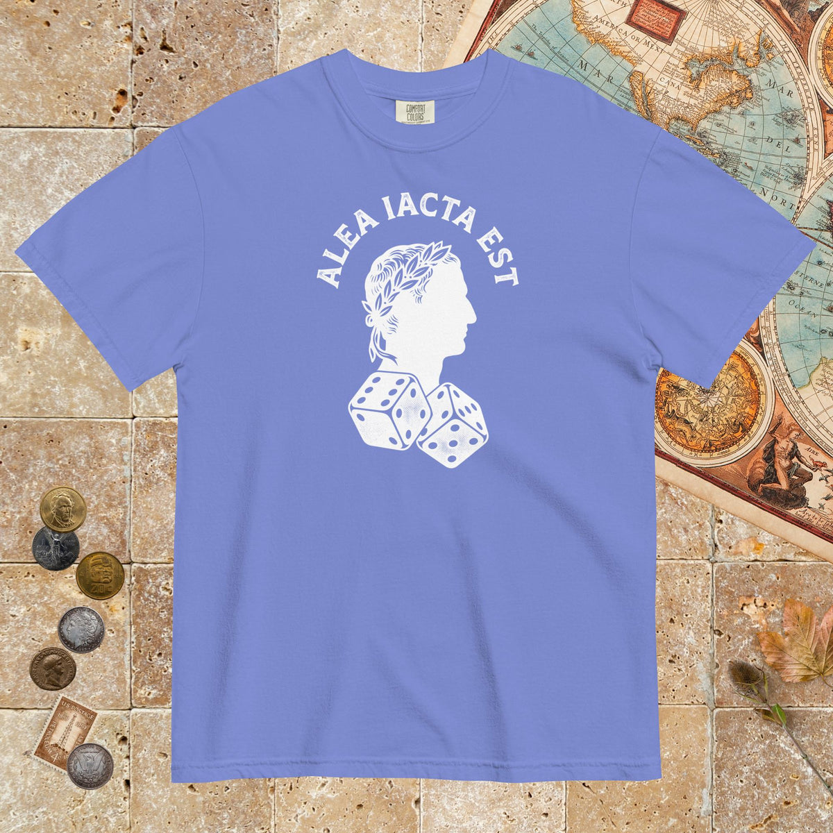 Flo Blue Alea Iacta Est Caesar Quote - Premium Tee - history buff gift by HistoHead