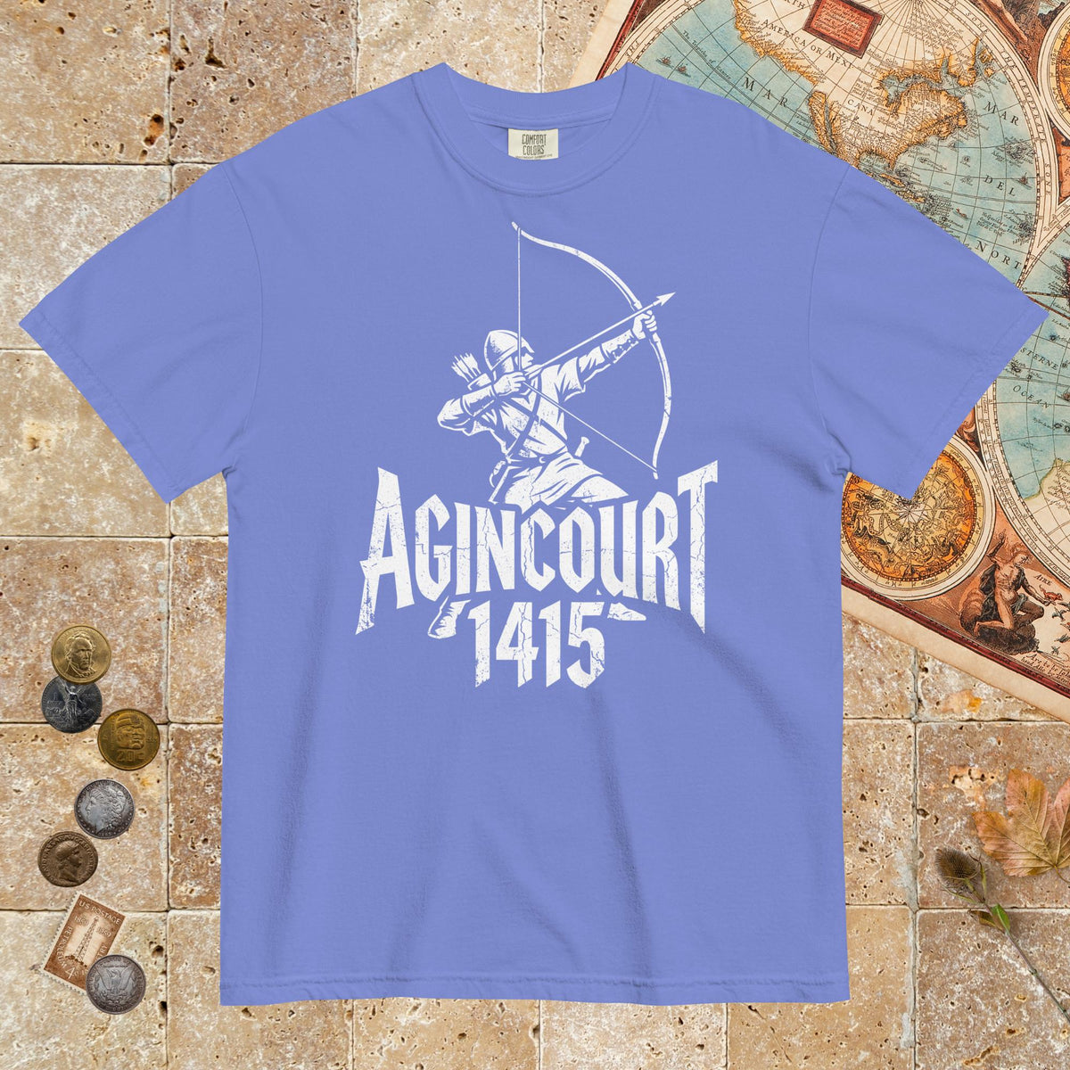 Flo Blue Agincourt 1415 Longbowman - Premium Tee - history buff gift by HistoHead