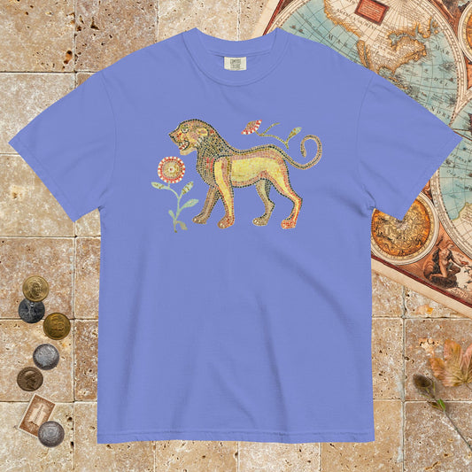 Flo Blue Ancient Roman Mosaic Lion - Premium Tee - history buff gift by HistoHead