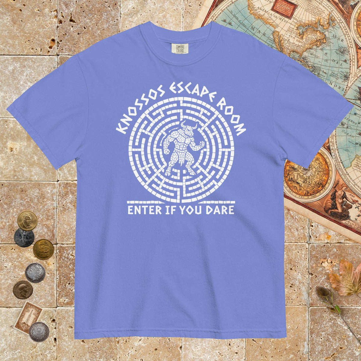 Flo Blue Knossos Escape Room Enter If You Dare - Premium Tee - history buff gift by HistoHead