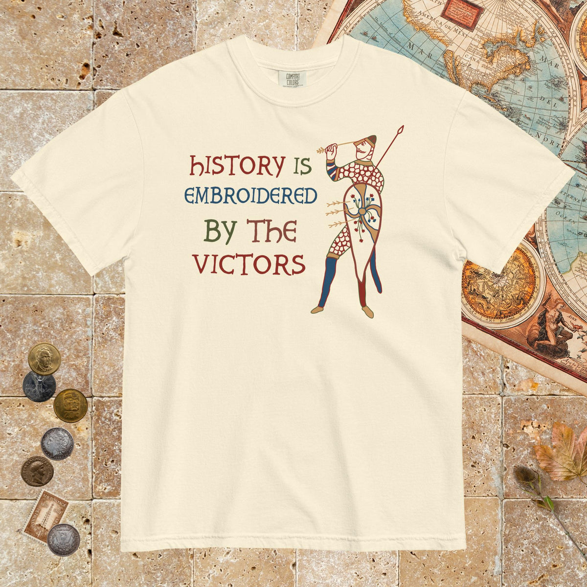 Ivory Harold Godwinson History Is Embroidered by the Victors Bayeux Tapestry - Premium Tee - history buff gift by HistoHead