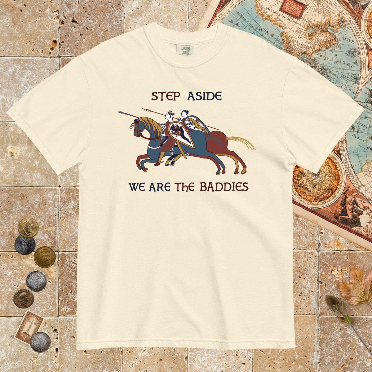 Ivory Bayeux Tapestry Step Aside We Are the Baddies - Premium Tee - history buff gift by HistoHead