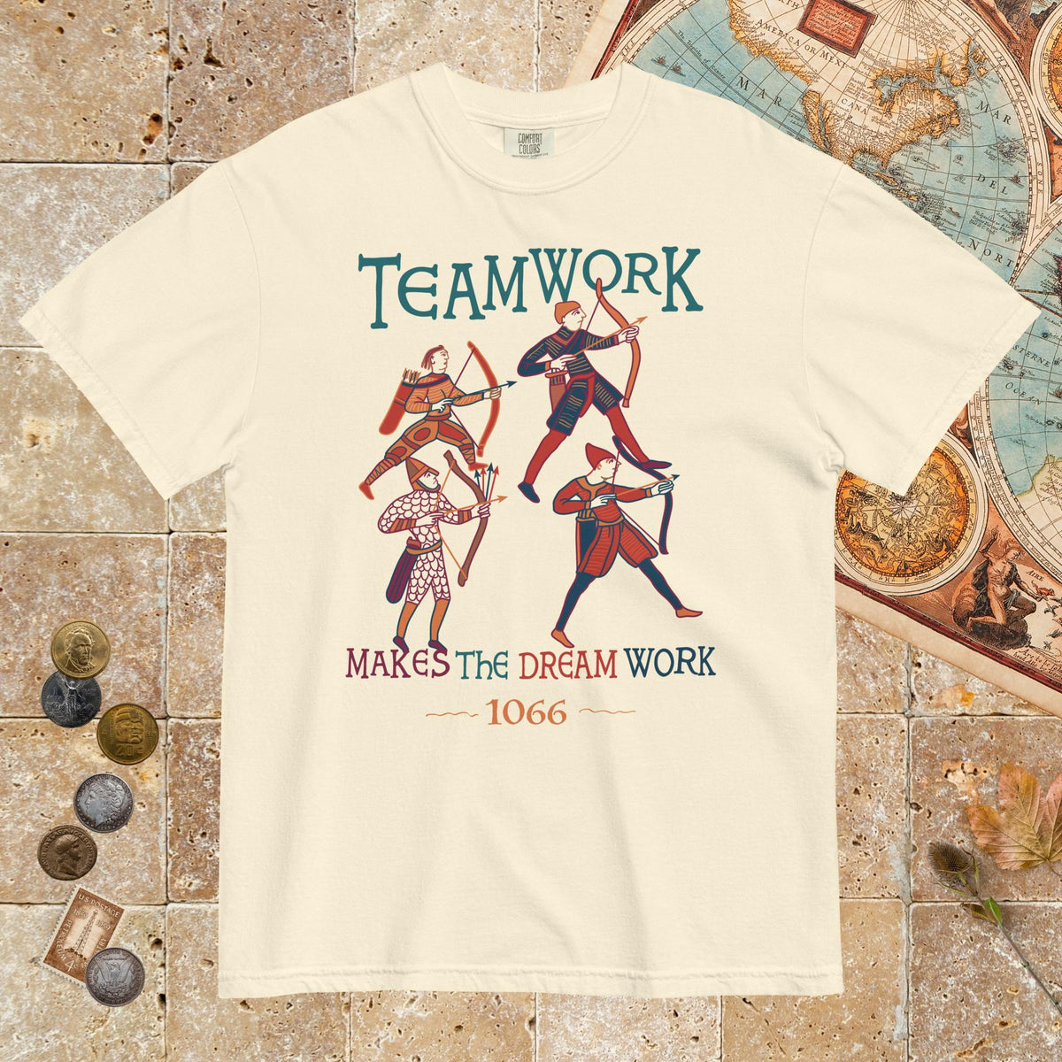 Ivory Bayeux Tapestry Teamwork Makes the Dream Work - Premium Tee - history buff gift by HistoHead