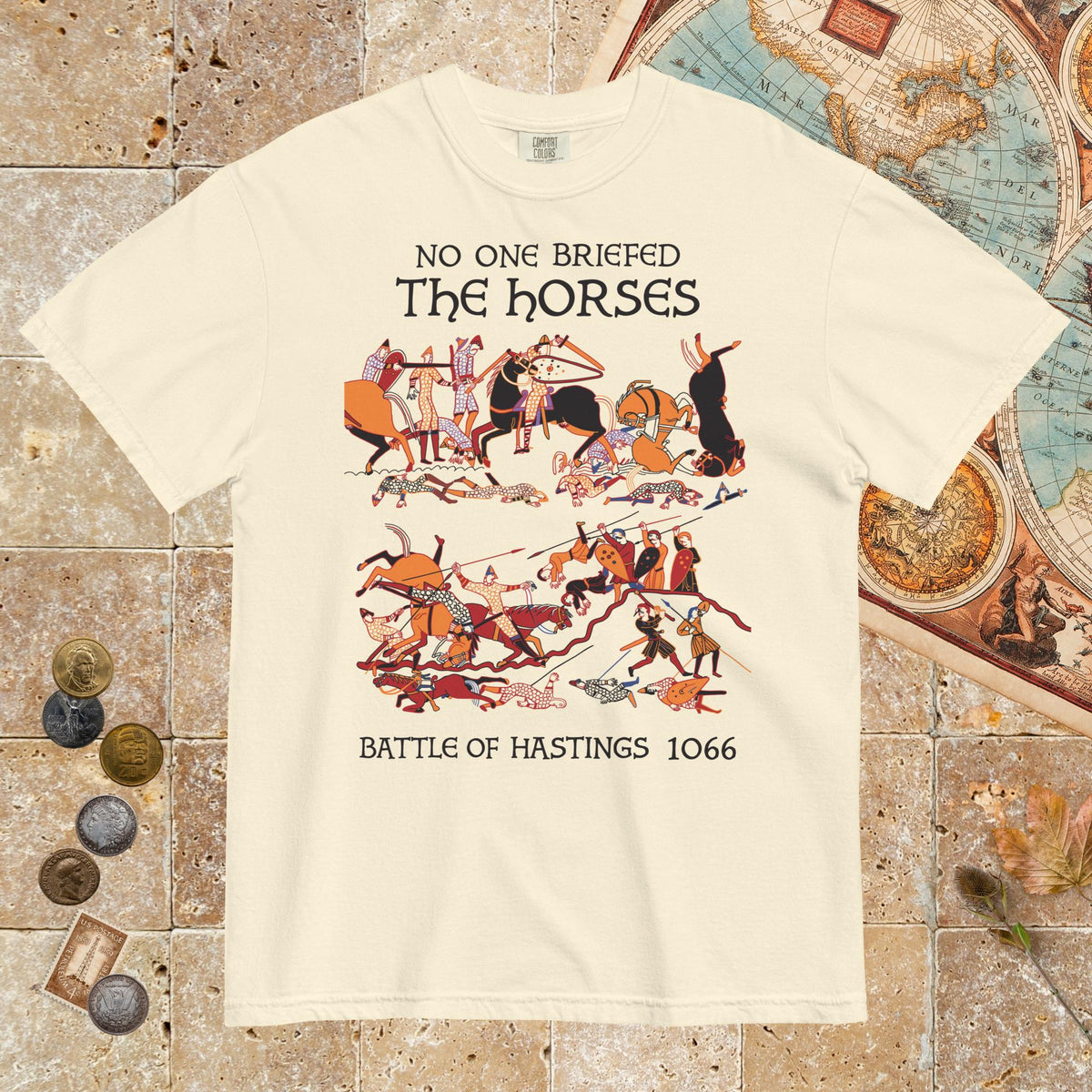 Ivory Bayeux Tapestry No One Briefed the Horses - Premium Tee - history buff gift by HistoHead