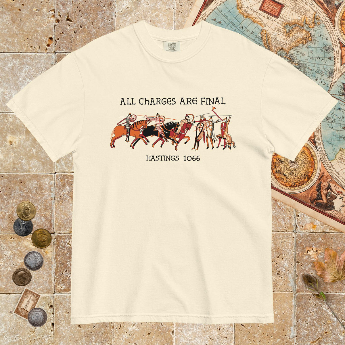 Ivory Bayeux Tapestry All Charges Are Final - Premium Tee - history buff gift by HistoHead