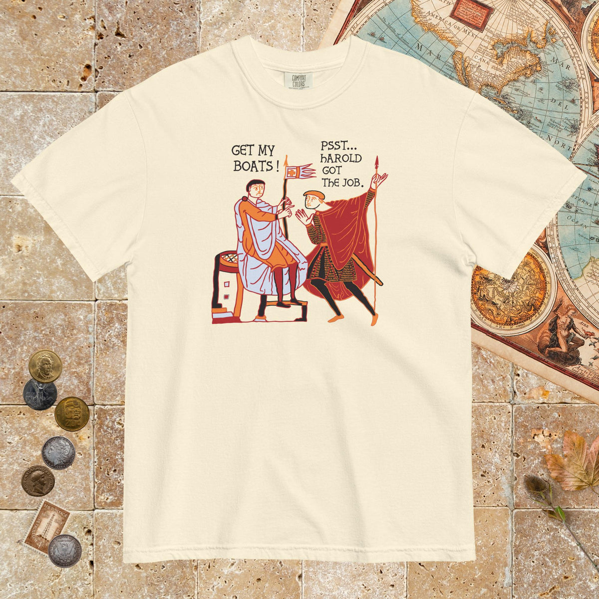 Ivory Bayeux Tapestry Harold Got the Job - Premium Tee - history buff gift by HistoHead