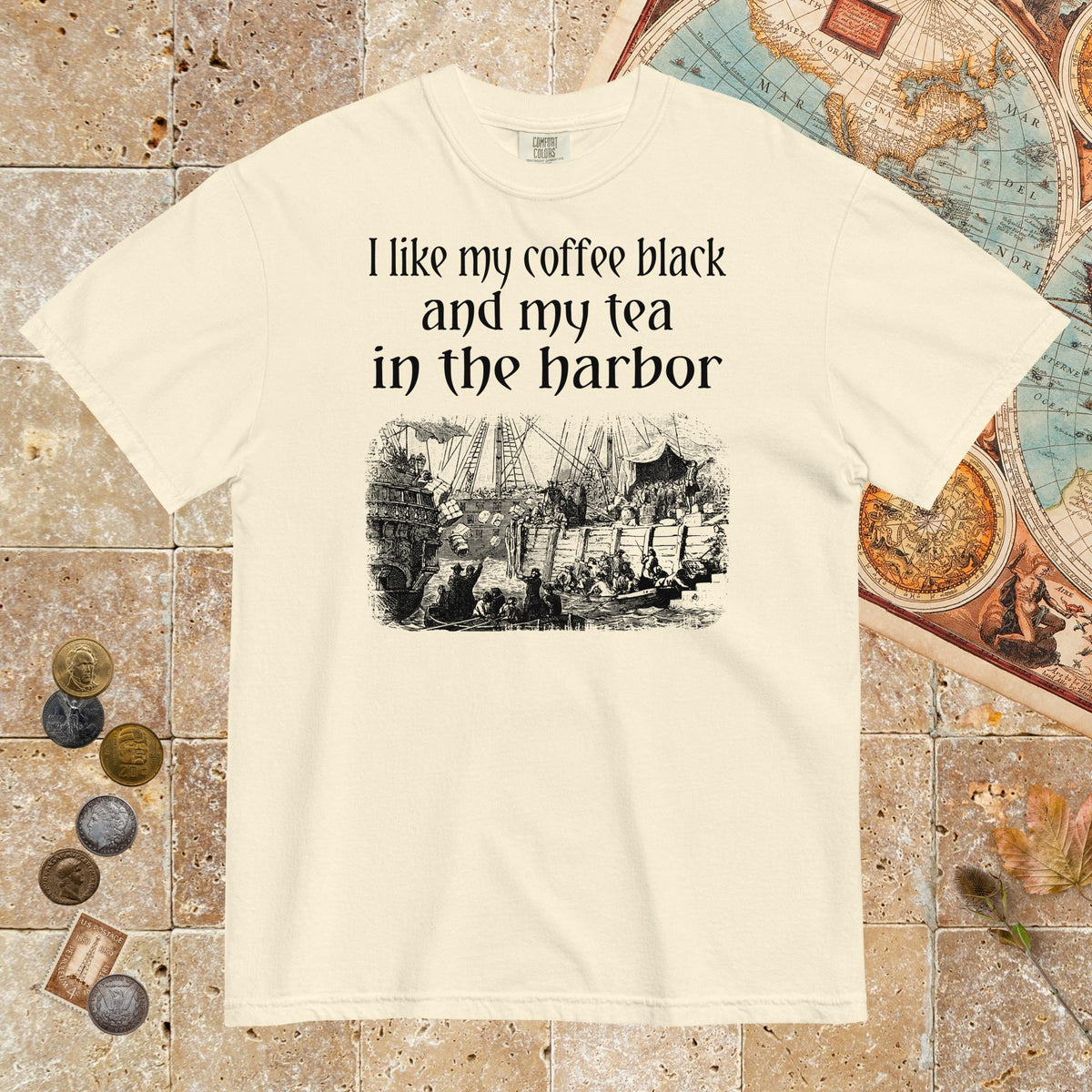 Ivory Coffee Black Tea in the Harbor - Premium Tee - history buff gift by HistoHead