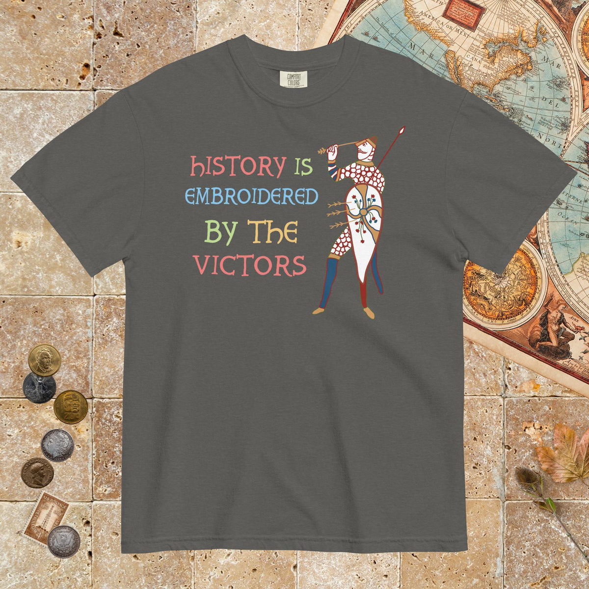 Pepper Harold Godwinson History Is Embroidered by the Victors Bayeux Tapestry - Premium Tee - history buff gift by HistoHead