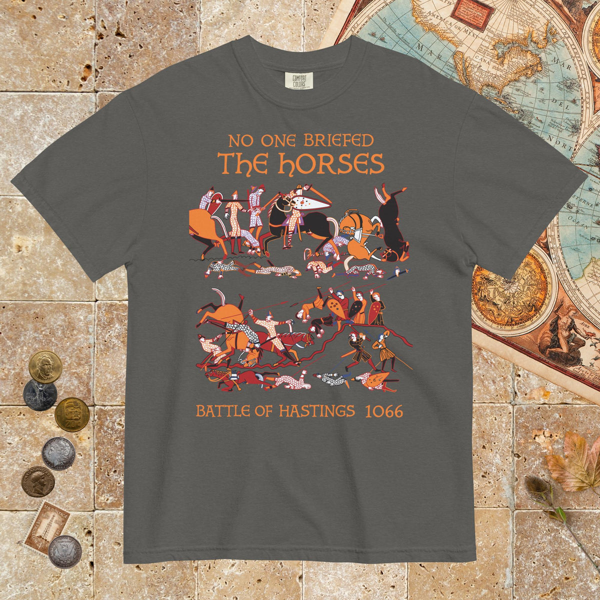 Pepper Bayeux Tapestry No One Briefed the Horses - Premium Tee - history buff gift by HistoHead