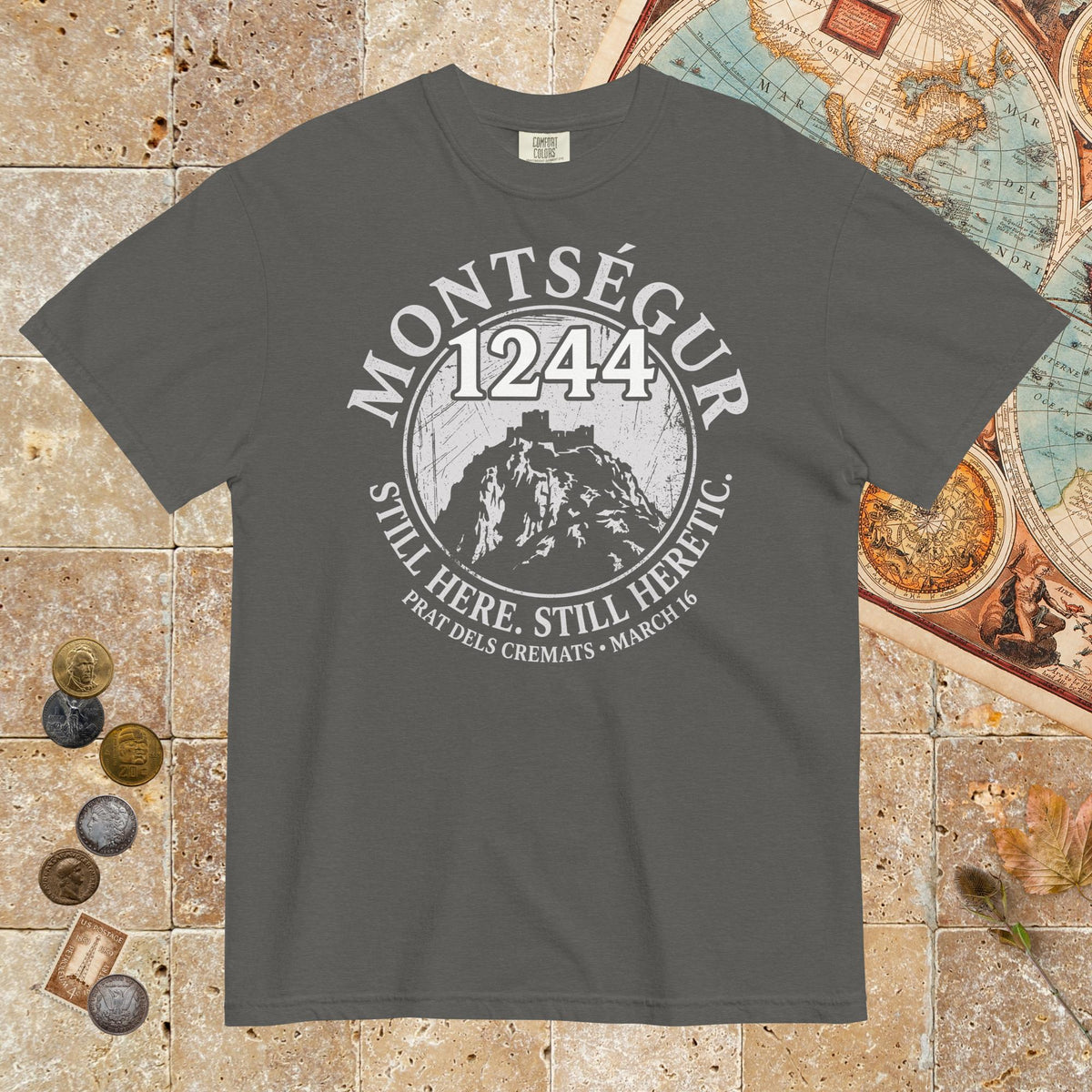 Pepper Montségur 1244 Still Here Still Heretic - Premium Tee - history buff gift by HistoHead
