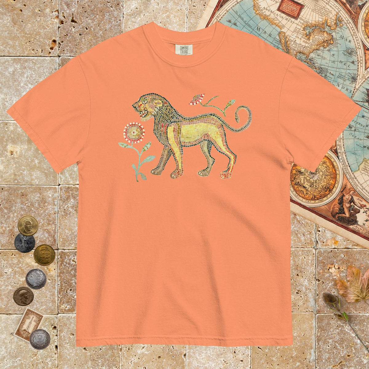 Terracotta Ancient Roman Mosaic Lion - Premium Tee - history buff gift by HistoHead