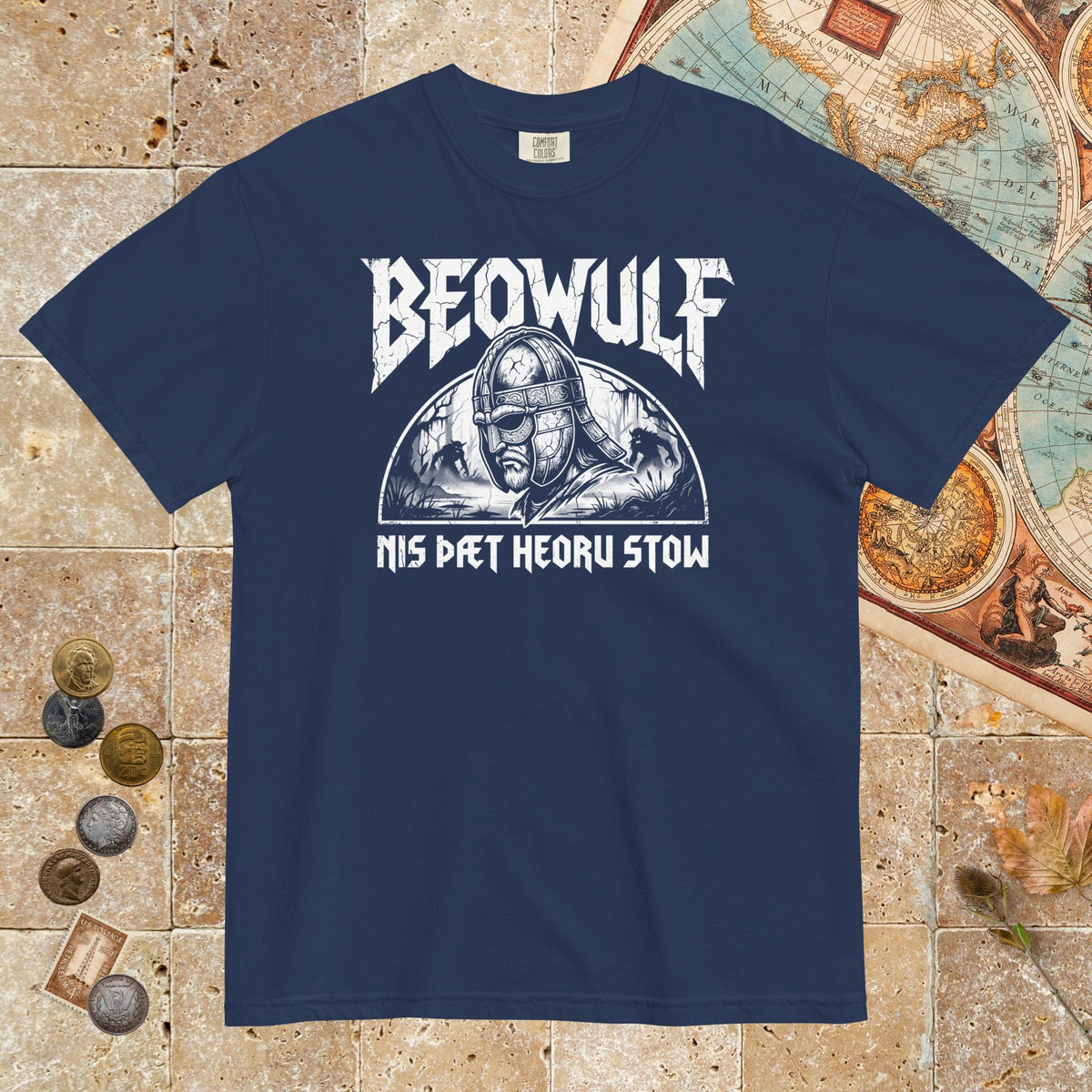 True Navy Beowulf That Is No Pleasant Place Old English - Premium Tee - history buff gift by HistoHead