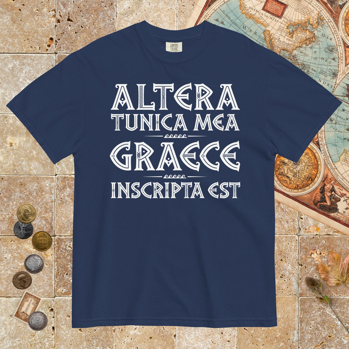 True Navy Latin My Other Shirt Is In Greek - Premium Tee - history buff gift by HistoHead