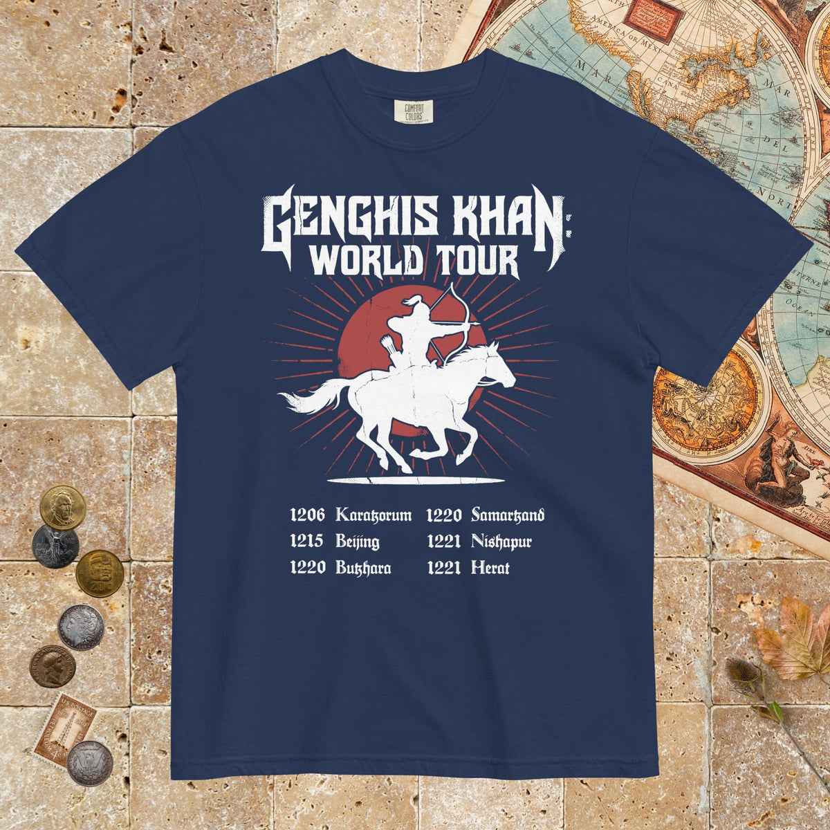 True Navy Genghis Khan World Tour - Premium Tee - history buff gift by HistoHead
