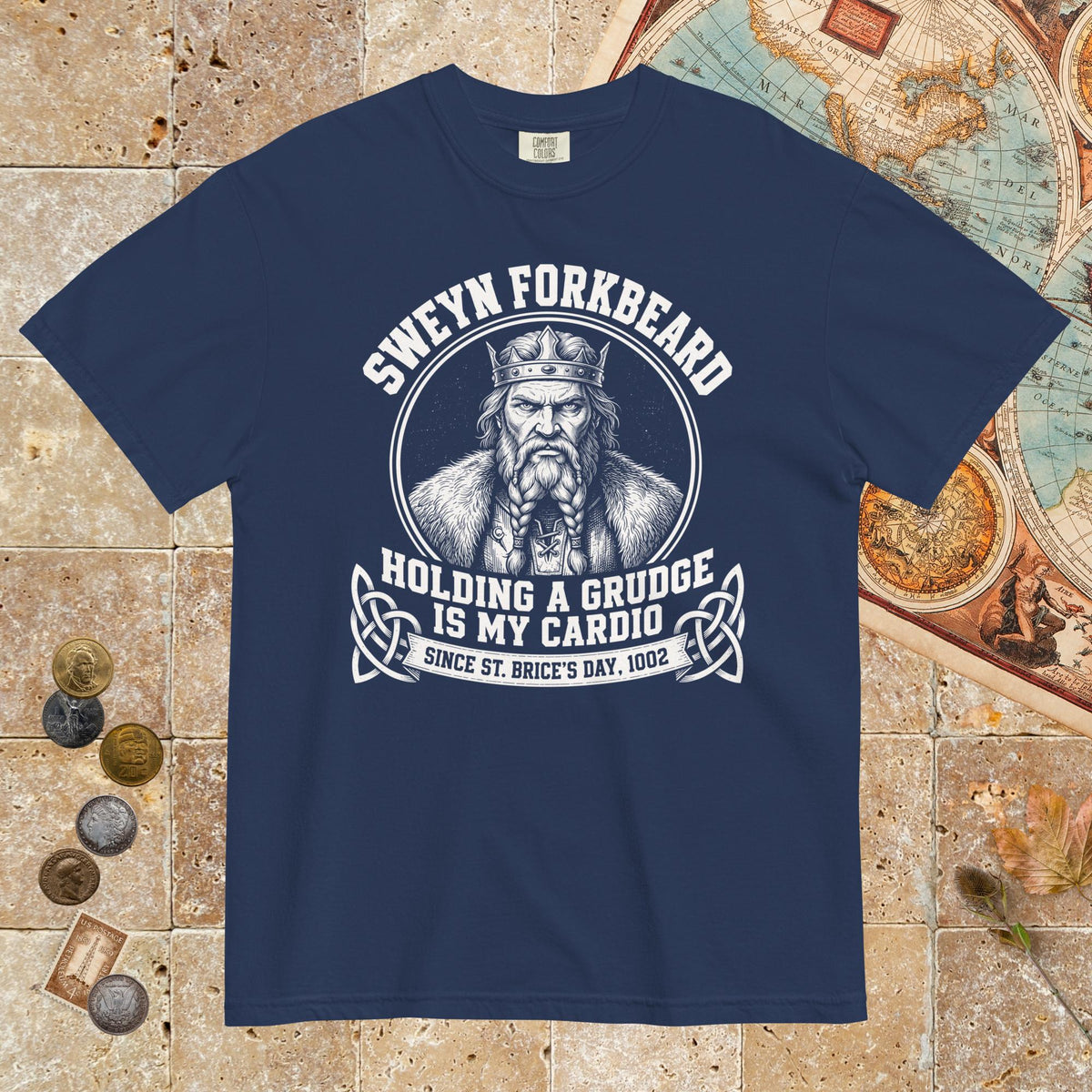 True Navy Sweyn Forkbeard Holding a Grudge Is My Cardio - Premium Tee - history buff gift by HistoHead