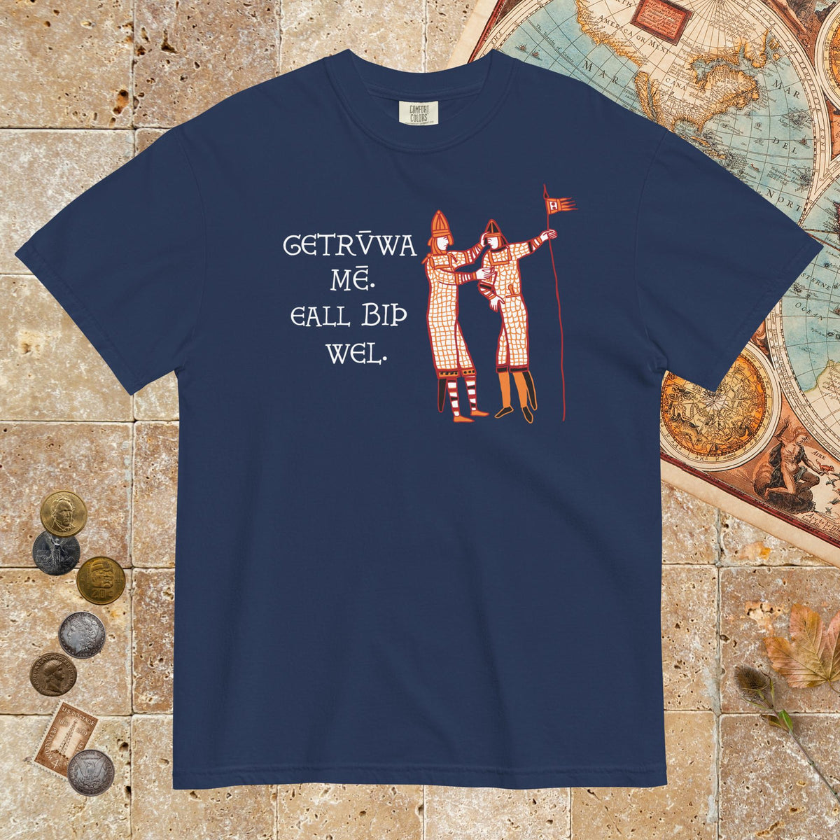 True Navy Bayeux Tapestry Trust Me Everything Will Be Fine Old English - Premium Tee - history buff gift by HistoHead