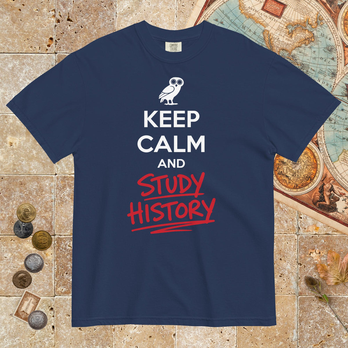 True Navy Keep Calm and Study History - Premium Tee - history buff gift by HistoHead