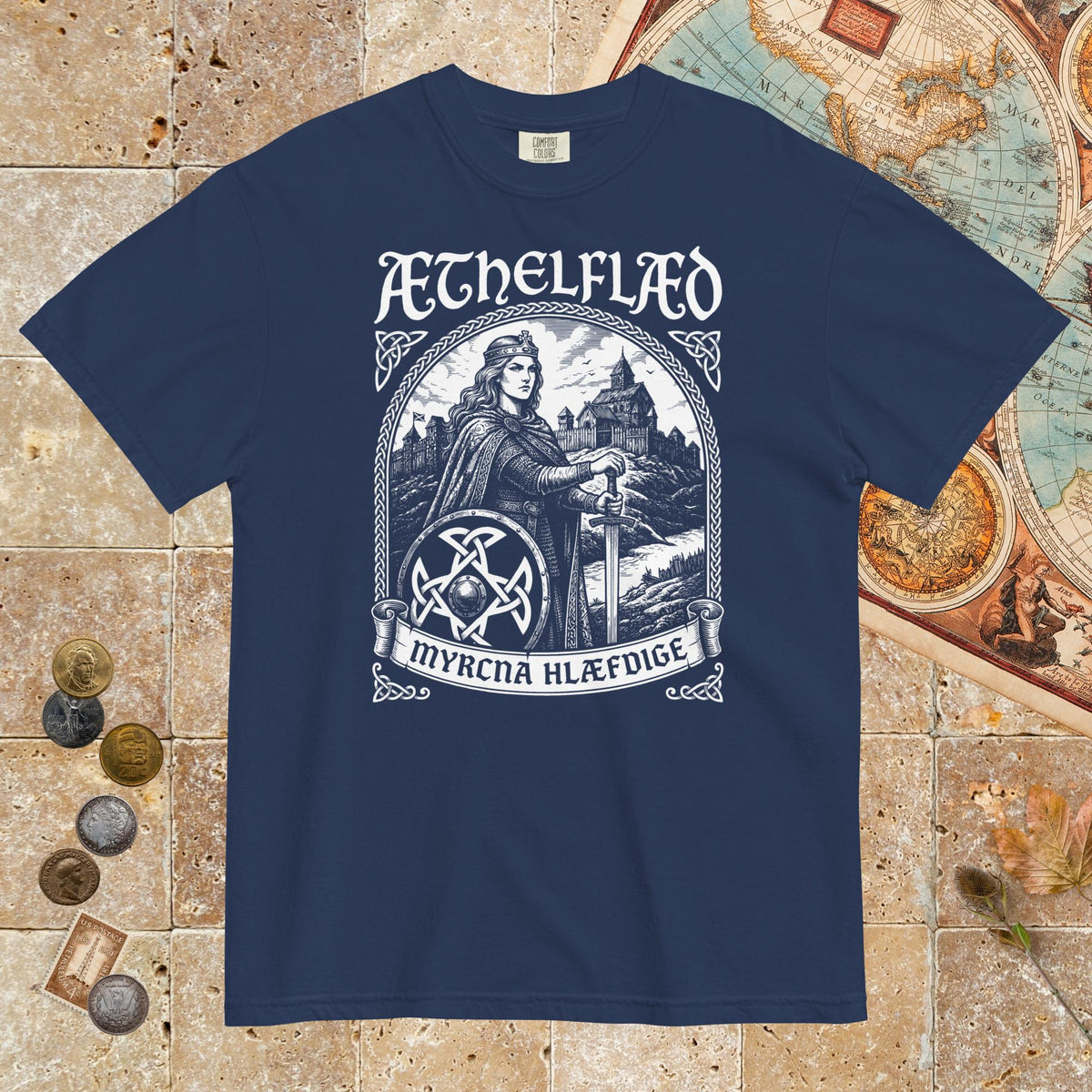 True Navy Aethelflaed Lady of the Mercians Old English - Premium Tee - history buff gift by HistoHead