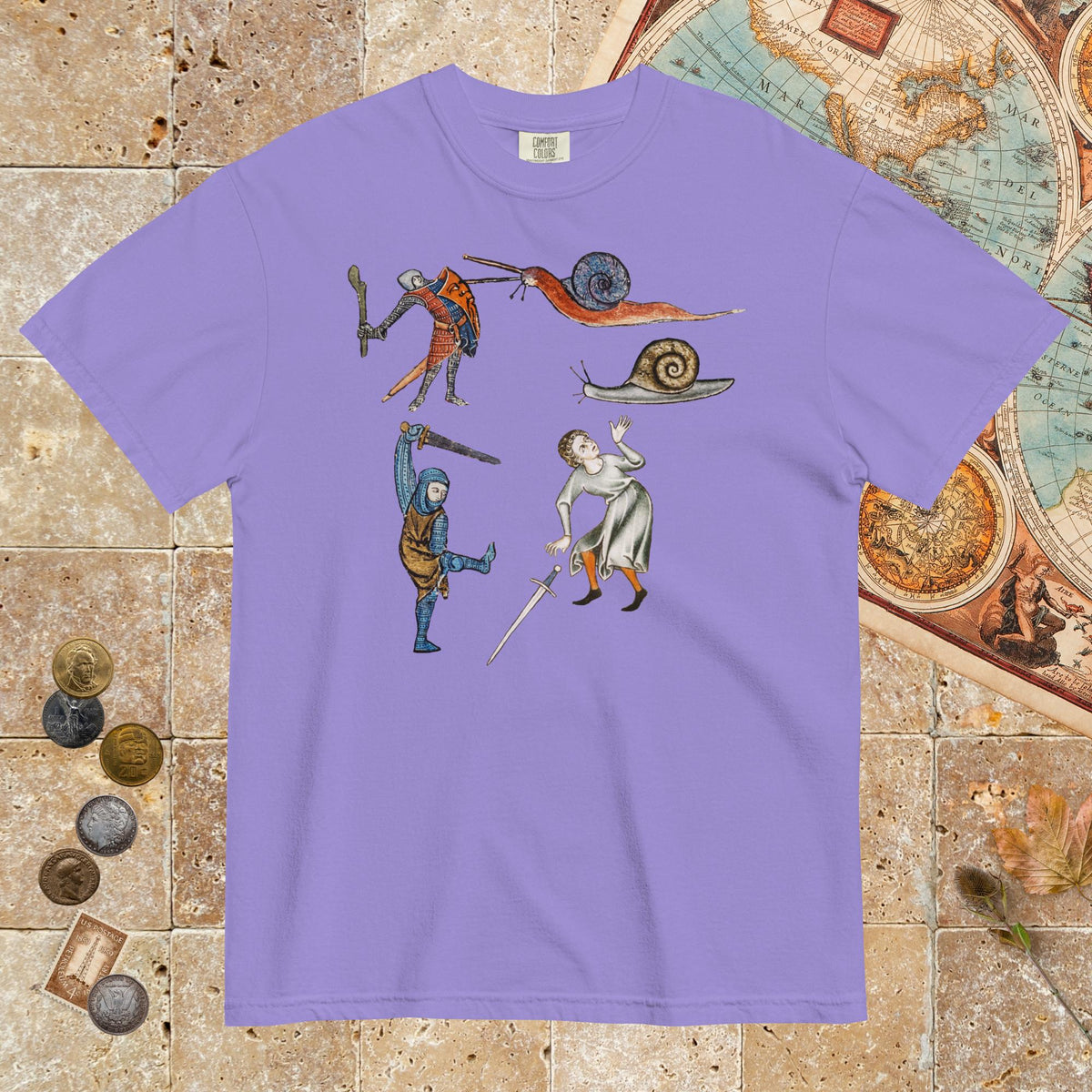 Violet Medieval Marginalia Snail Enemy - Premium Tee - history buff gift by HistoHead