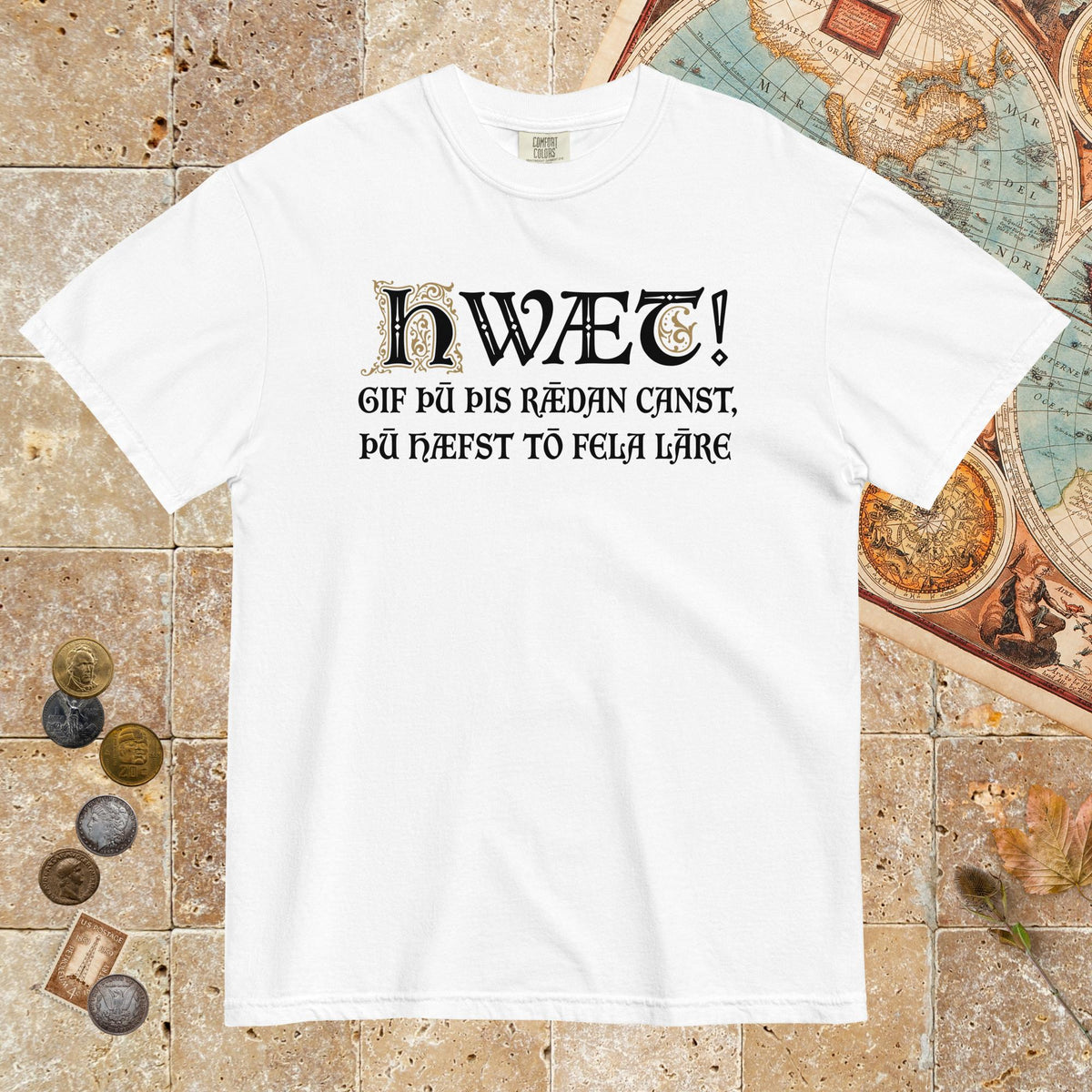 White If You Can Read This You Have Too Much Education in Old English - Premium Tee - history buff gift by HistoHead