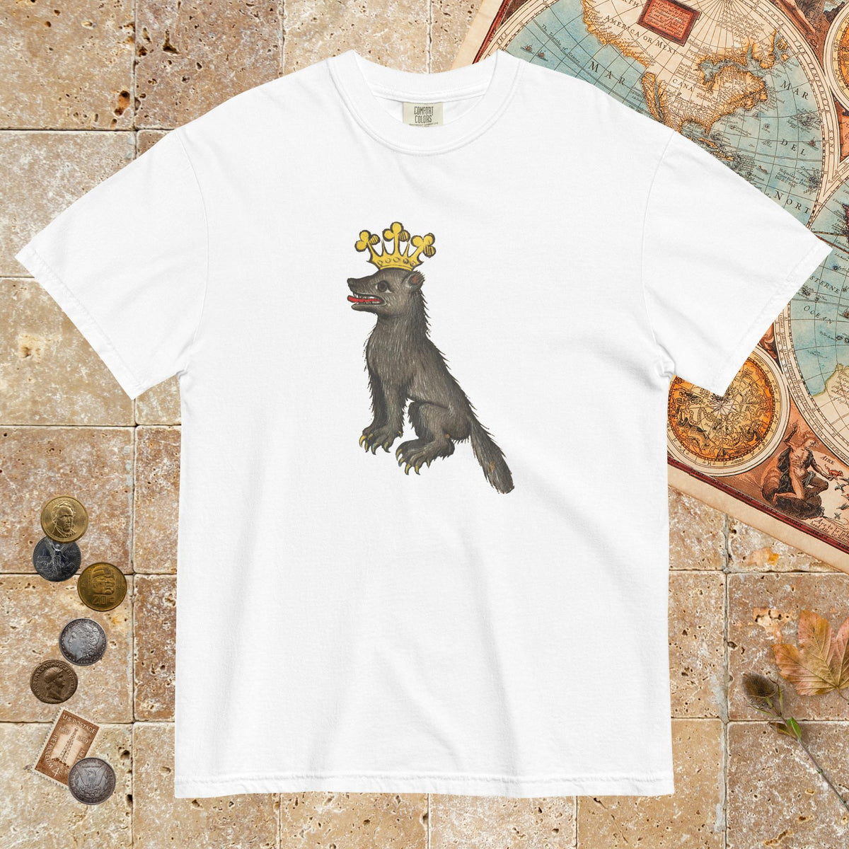 White Medieval Wolf King - Premium Tee - history buff gift by HistoHead