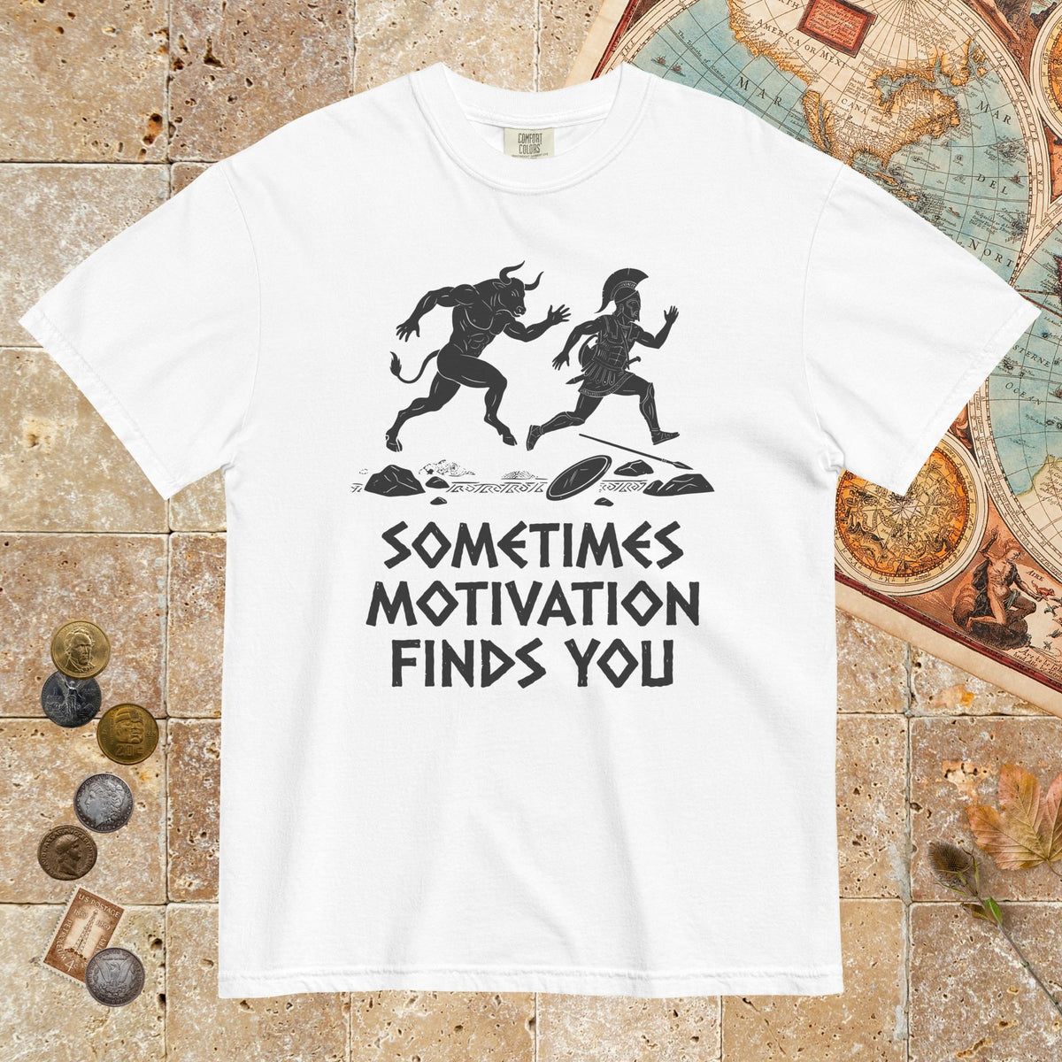 White Motivation Finds You Minotaur Edition - Premium Tee - history buff gift by HistoHead