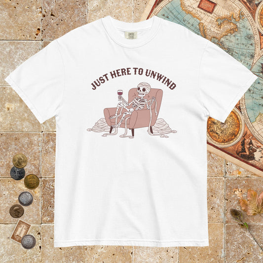 White Just Here to Unwind - Premium Tee - history buff gift by HistoHead