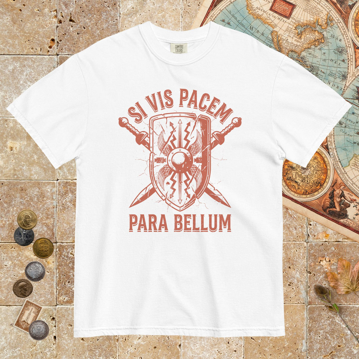 White Si Vis Pacem Para Bellum Scutum - Premium Tee - history buff gift by HistoHead