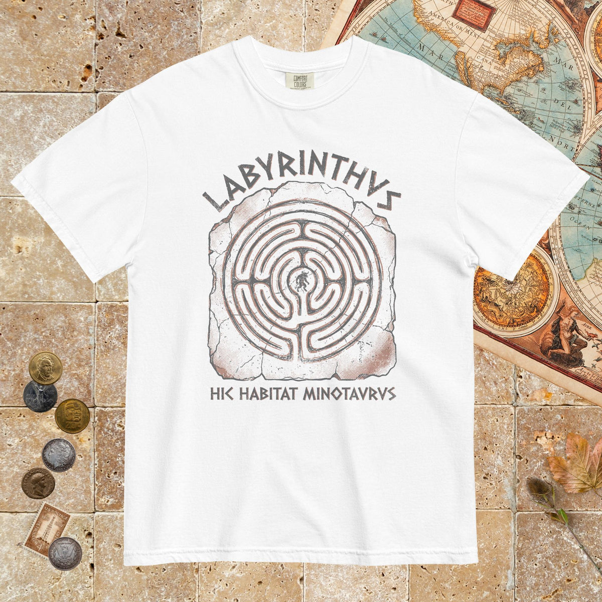 White Labyrinthus Here Lives Minotaur - Premium Tee - history buff gift by HistoHead