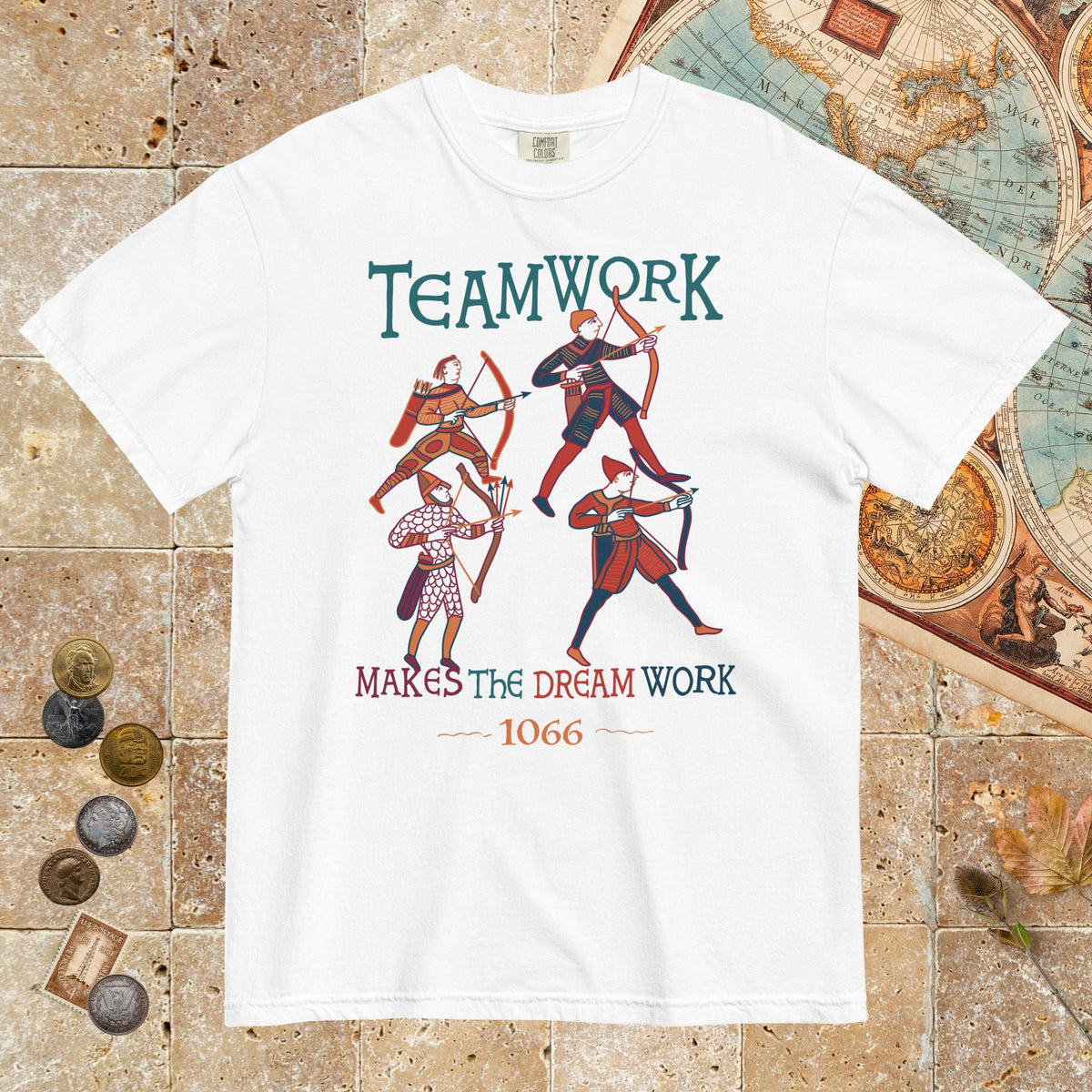 White Bayeux Tapestry Teamwork Makes the Dream Work - Premium Tee - history buff gift by HistoHead