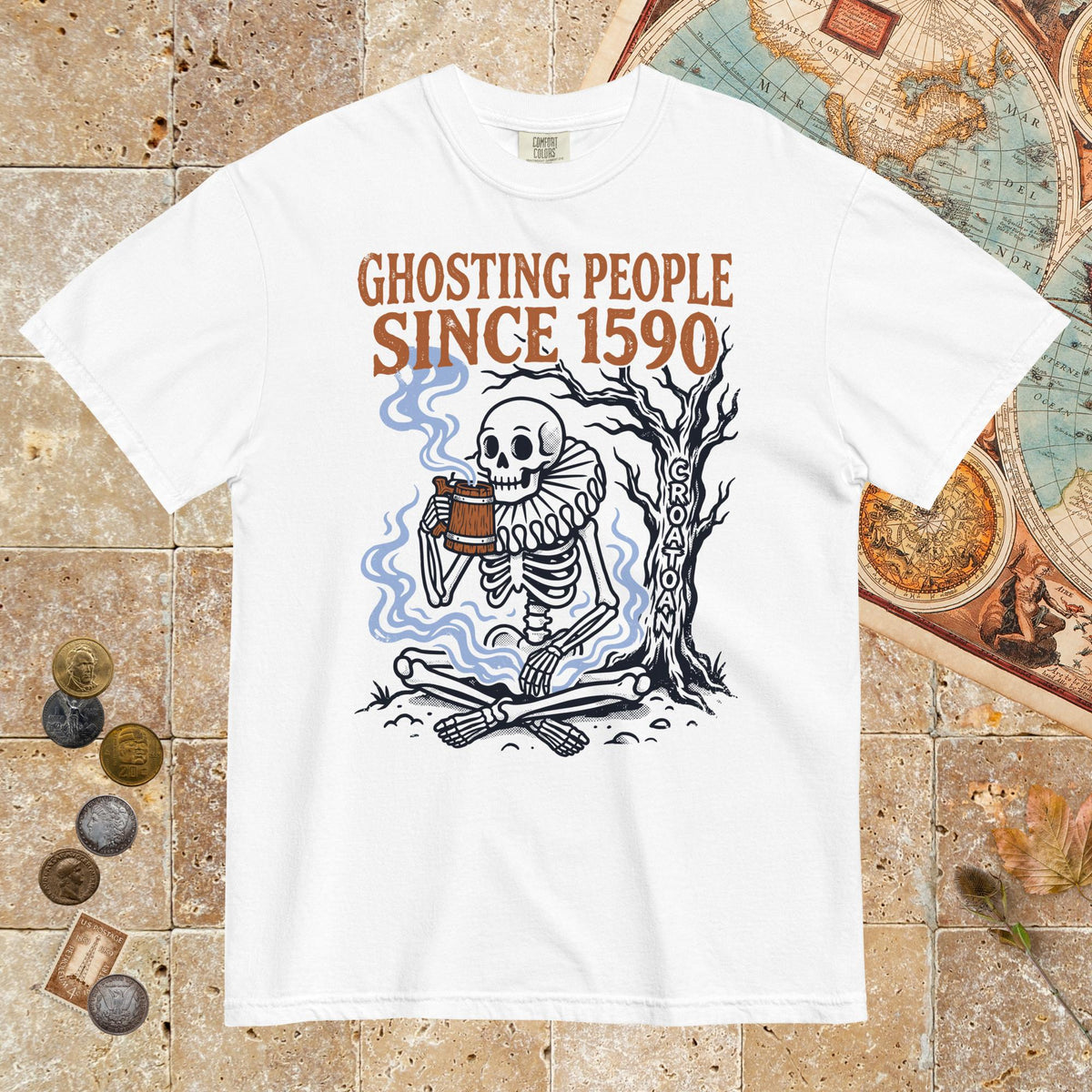 White Roanoke Colony Ghosting Since 1590 - Premium Tee - history buff gift by HistoHead