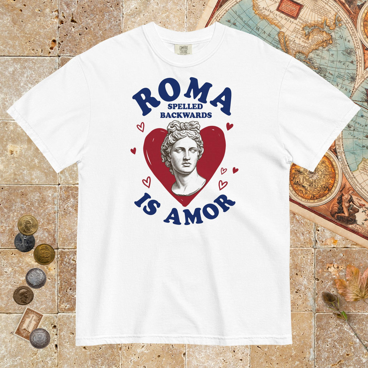White Roma Spelled Backwards Is Amor - Premium Tee - history buff gift by HistoHead