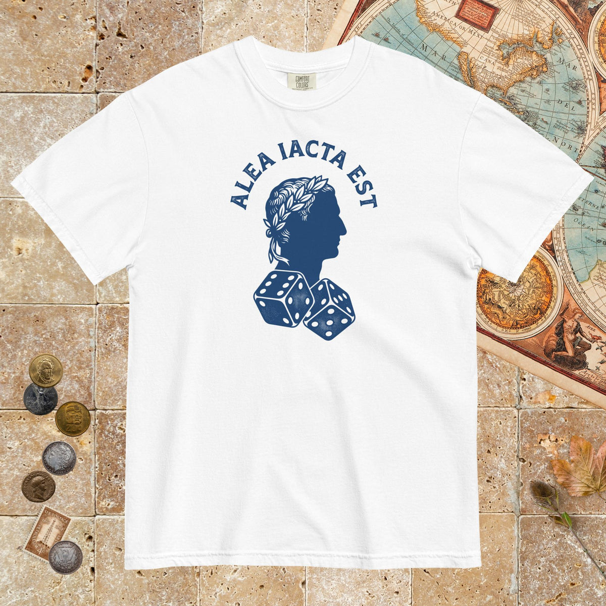 White Alea Iacta Est Caesar Quote - Premium Tee - history buff gift by HistoHead