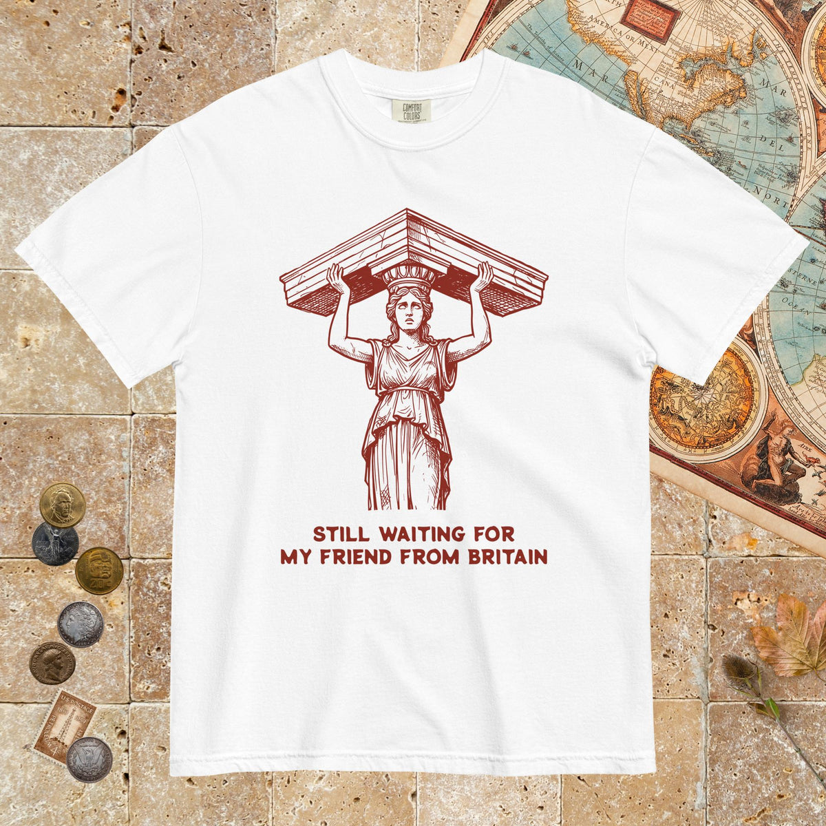 White Caryatid Waiting for Her Friend - Premium Tee - history buff gift by HistoHead