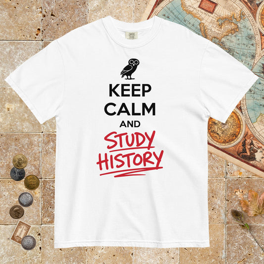 White Keep Calm and Study History - Premium Tee - history buff gift by HistoHead