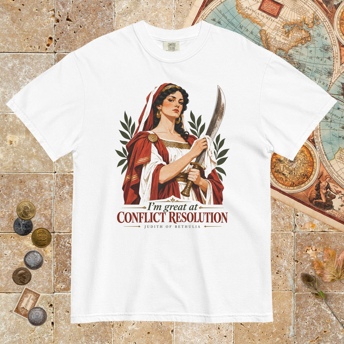 White Judith of Bethulia I'm Great at Conflict Resolution - Premium Tee - history buff gift by HistoHead