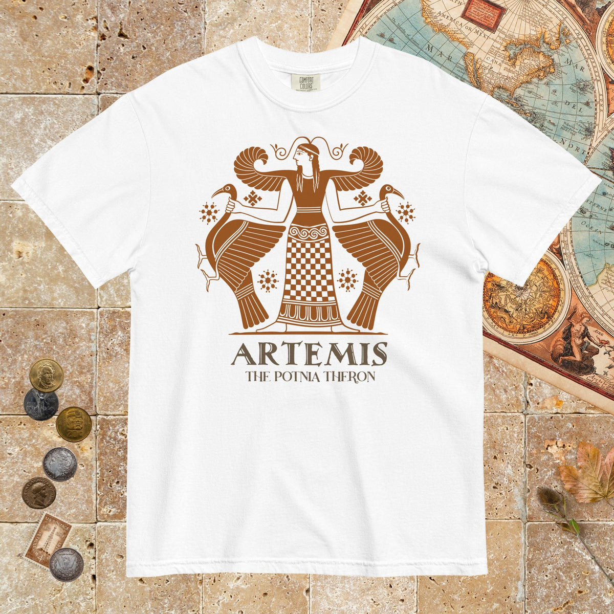 White Artemis the Potnia Theron Pottery Art - Premium Tee - history buff gift by HistoHead