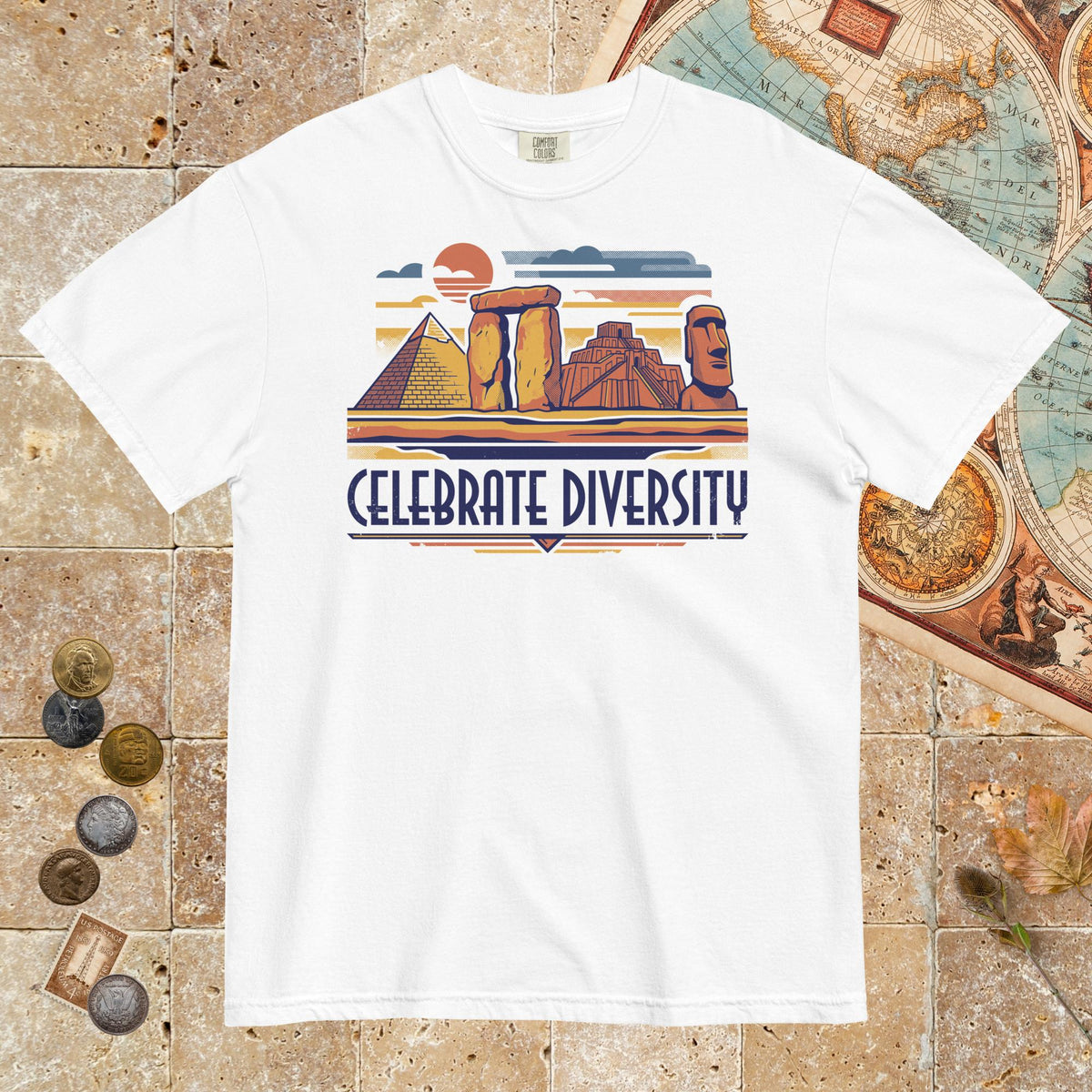 White Celebrate Diversity Stone Wonders - Premium Tee - history buff gift by HistoHead
