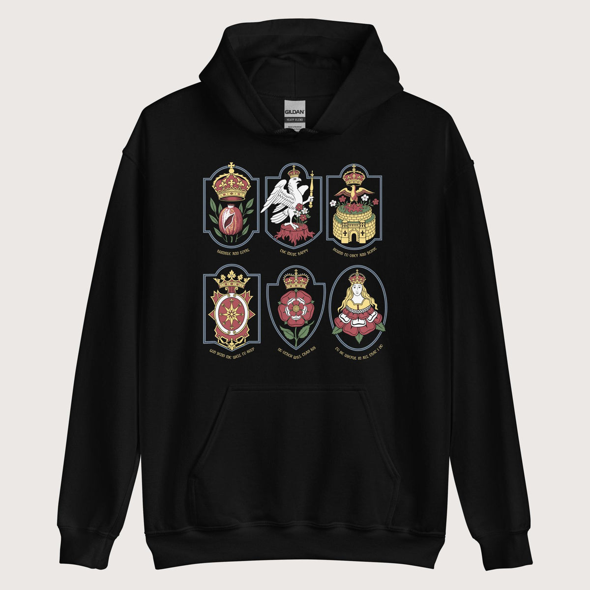 Black Six Wives Badges Hoodie - history buff gift by HistoHead
