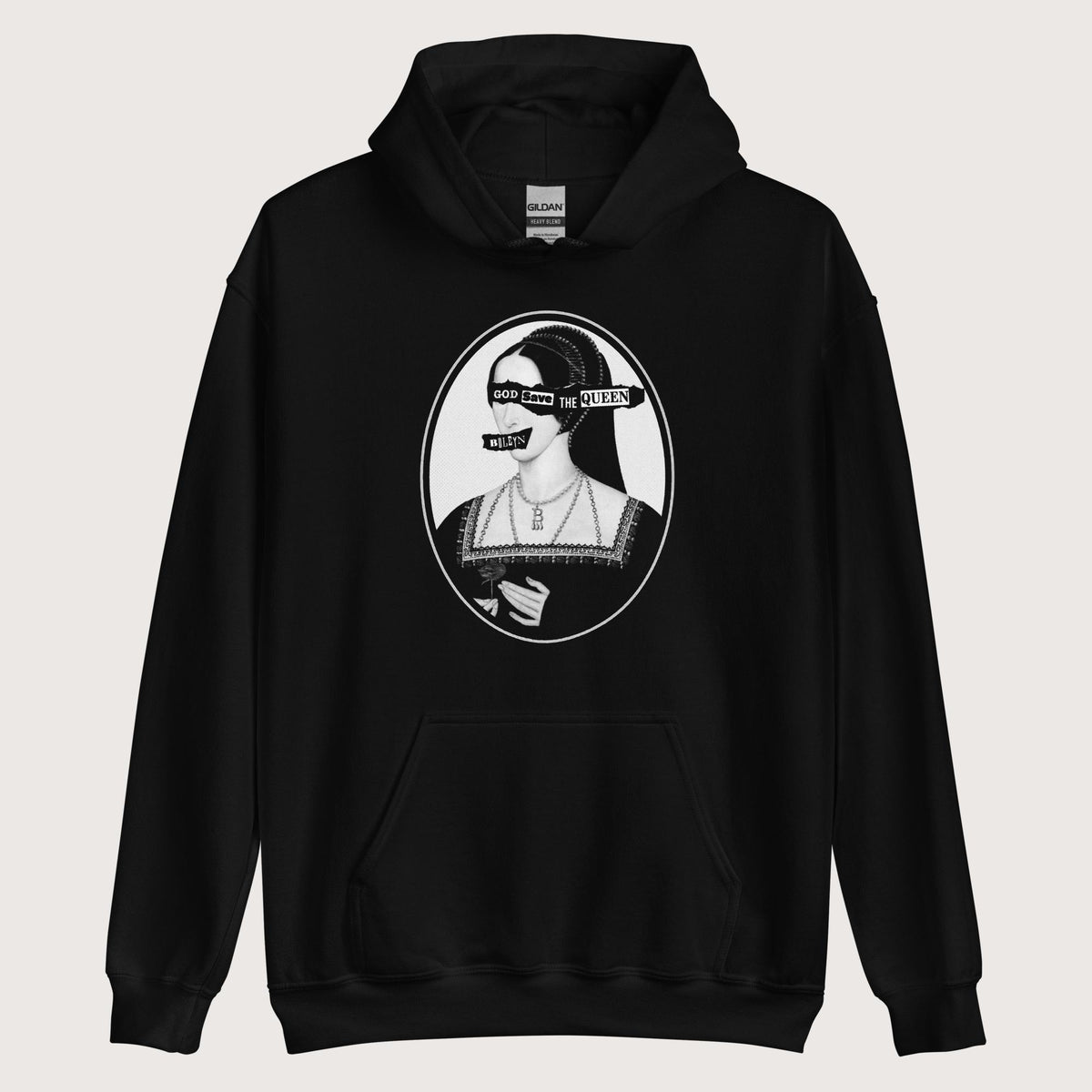 Black God Save the Queen Anne Boleyn Hoodie - history buff gift by HistoHead