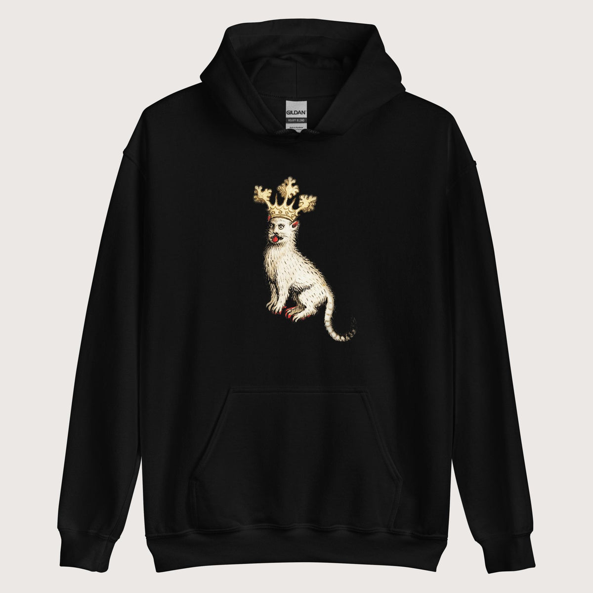Black Medieval Cat King Hoodie - history buff gift by HistoHead