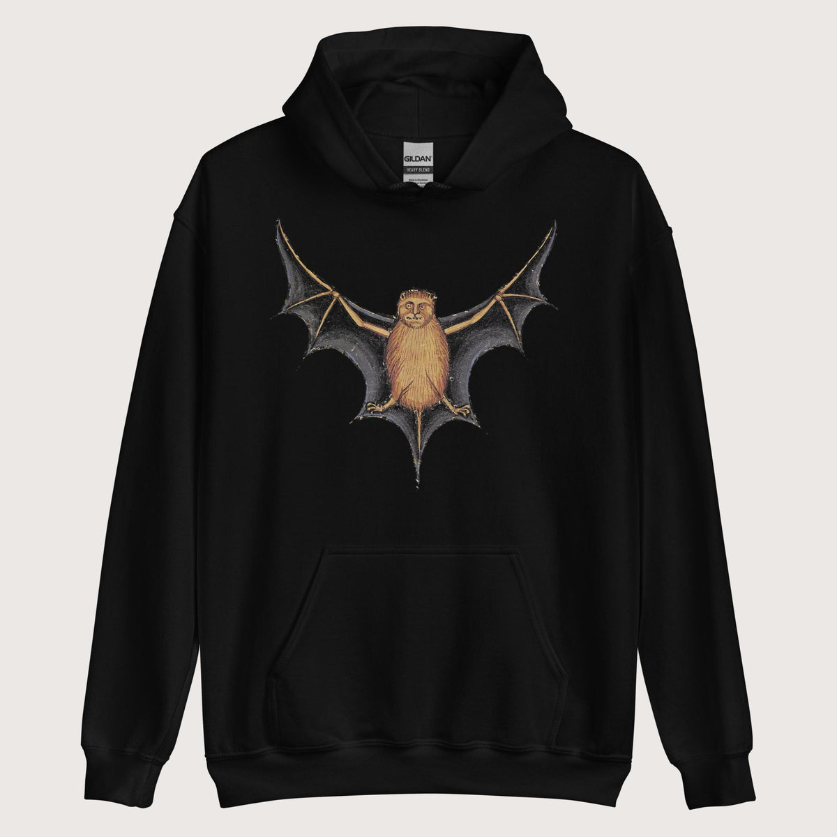 Black Weird Medieval Bat Hoodie - history buff gift by HistoHead