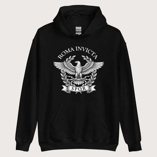 Black Roma Invicta Hoodie - history buff gift by HistoHead
