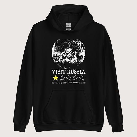 Black Napoleon Visit Russia Review Hoodie - history buff gift by HistoHead