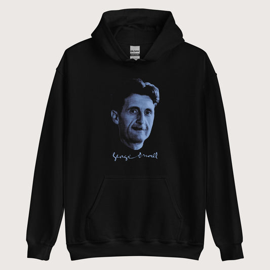 Black George Orwell Hoodie - history buff gift by HistoHead