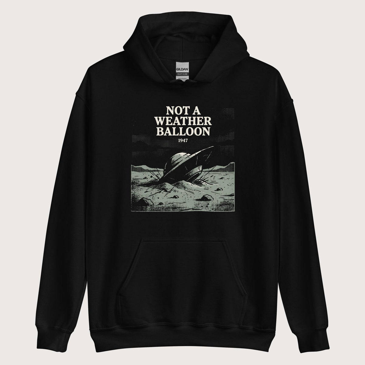Black Roswell Weather Balloon Hoodie - history buff gift by HistoHead