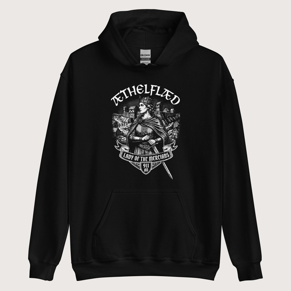 Black Æthelflæd Lady of the Mercians Hoodie - history buff gift by HistoHead