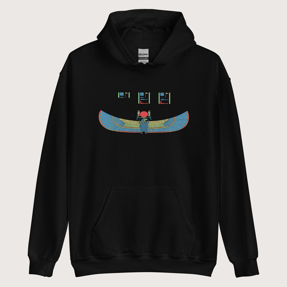 Black Khnum Hieroglyphs Hoodie - history buff gift by HistoHead